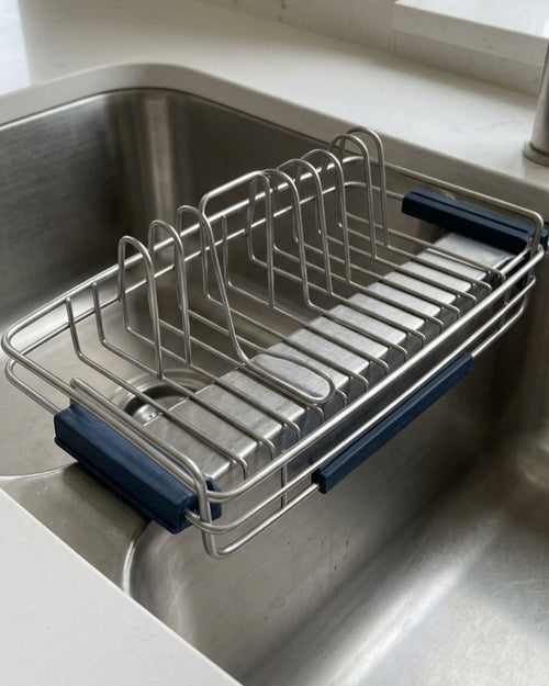 Bwrkp Divider Saddle Sink Draining Rack Steel Navy - Lifestyle view