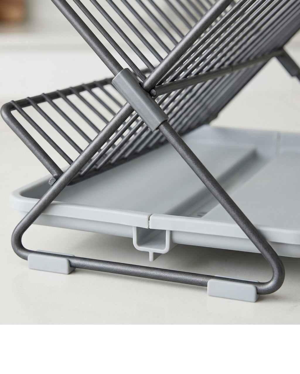 Bwrkp Folding A-Frame Dish Draining Rack Graphite Gray - Detail view