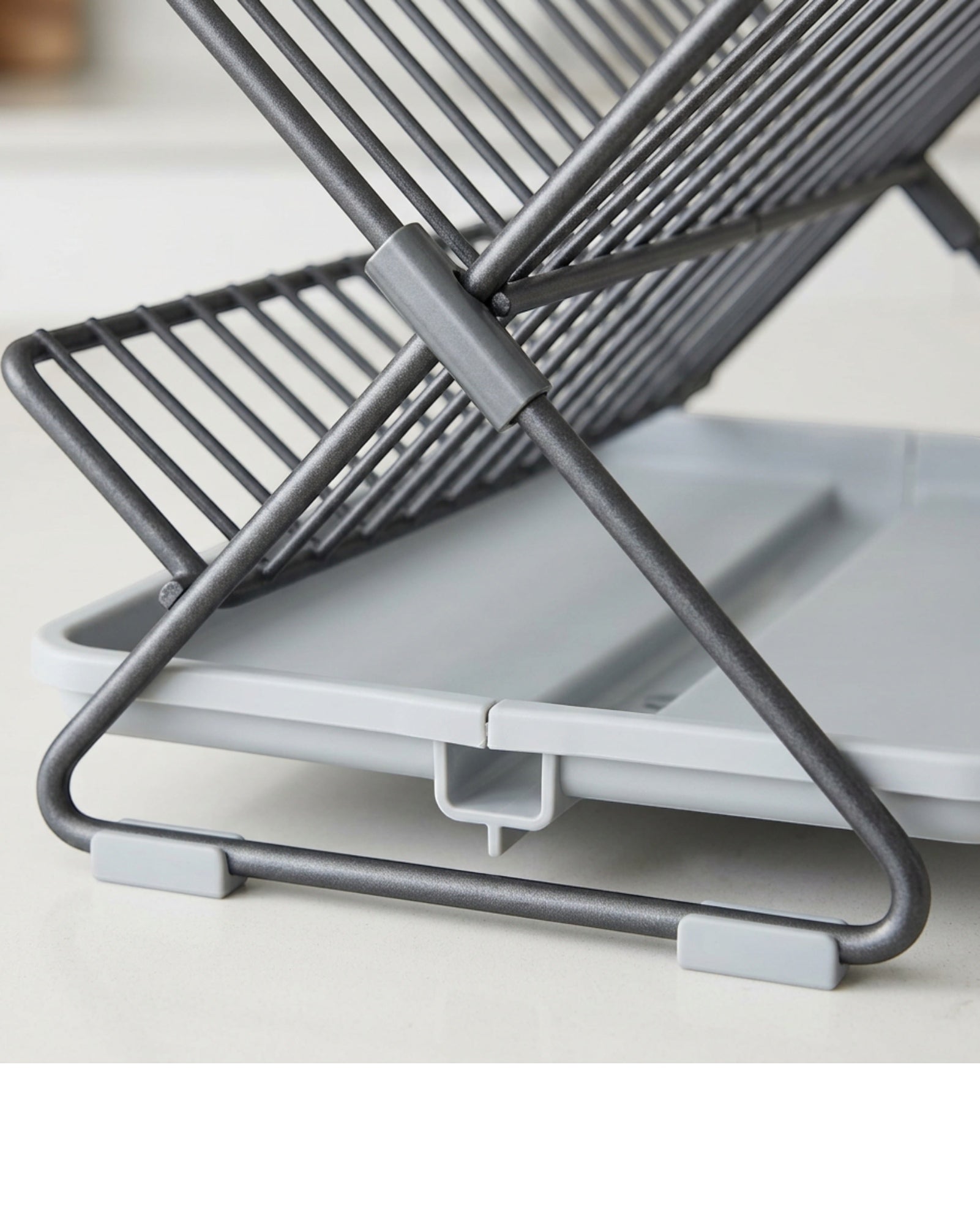 Bwrkp Folding A-Frame Dish Draining Rack Graphite Gray - Detail view